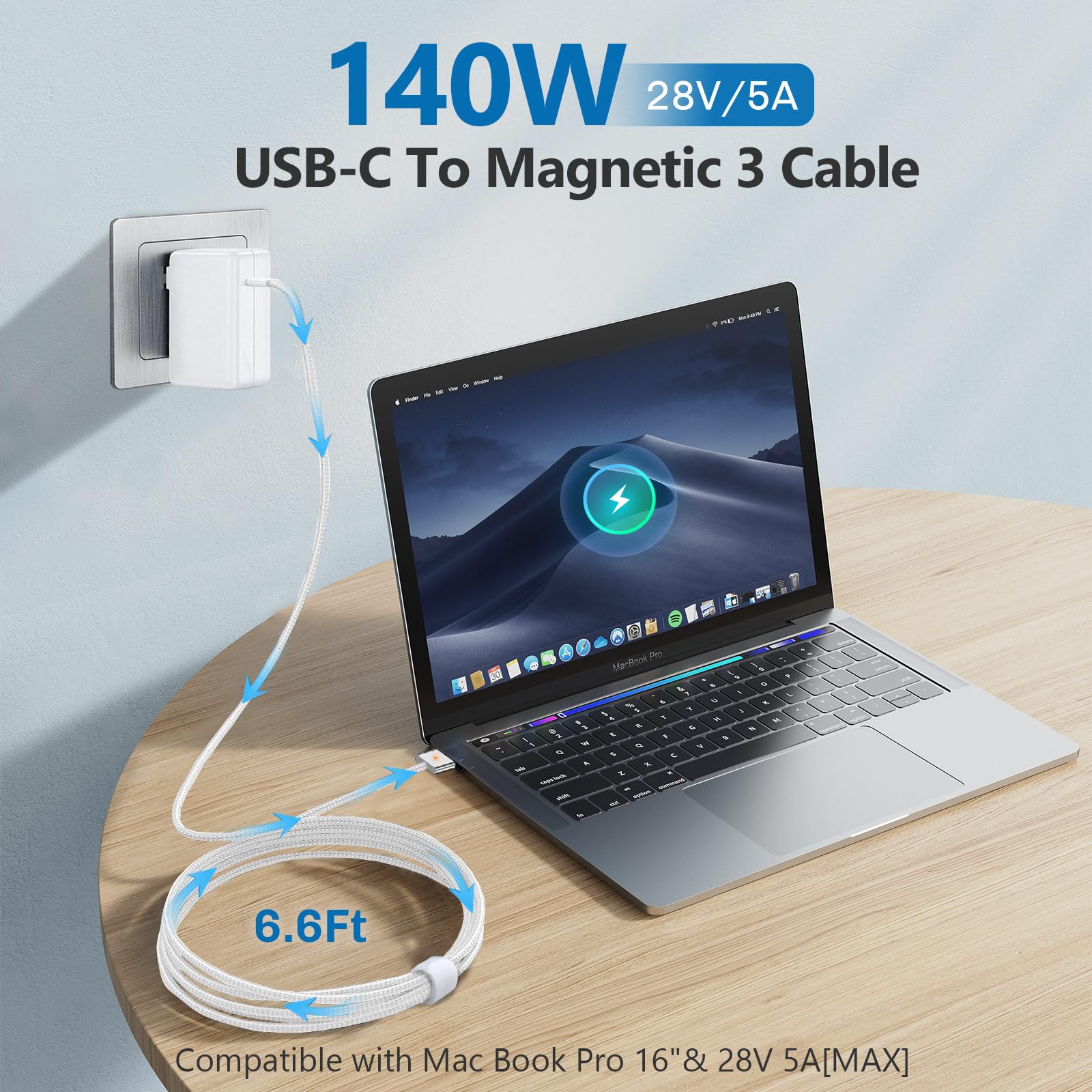Amazon.com: Mac Book Pro Charger 140W,USB-C to Magnetic 3 Cable